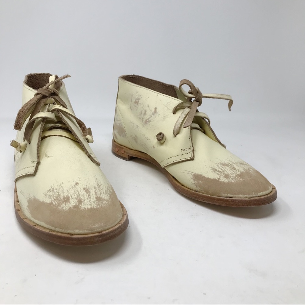 Beek Two Birds Bunting Chukka Booties Boots Handmade Leather Sanded White 8 new - Picture 2 of 15